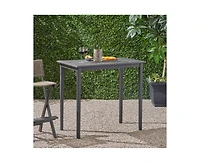 sumyeg Outdoor Minimalist Acacia Wood Rectangle Bar Table with Teak Finish