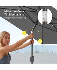 Sonkuki Enhance Your Outdoor Oasis with 10×6.5Feet Led Rectangular Patio Umbrella - Stylish, Durable, and Sun-Protective!