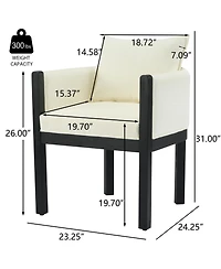 Boyel Living 2-Piece Linen Dining Armchairs, Natural Rubberwood Legs, Modern Farmhouse Kitchen Chairs