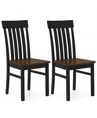 Gymax Dining Chairs Set of Dining Room Chairs with Hollowed Backrests and Wood Seats