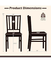 Gymax Dining Chairs Set of 4Solid Rubber Wood Kitchen Chair with Slatted Curved Backrest