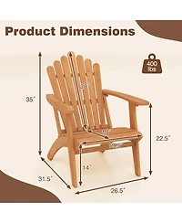 Gymax Adirondack Chair with Slatted Backrest and Seat Built-in Armrests for Backyard
