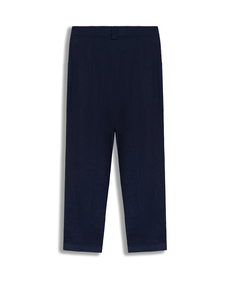 Nocturne Women's High-Rise Pleated-Front Tapered Linen Trousers