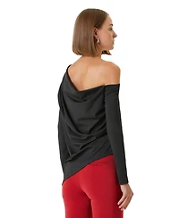Pcfg Women's Draped Long-Sleeve Polyester-Blend Top