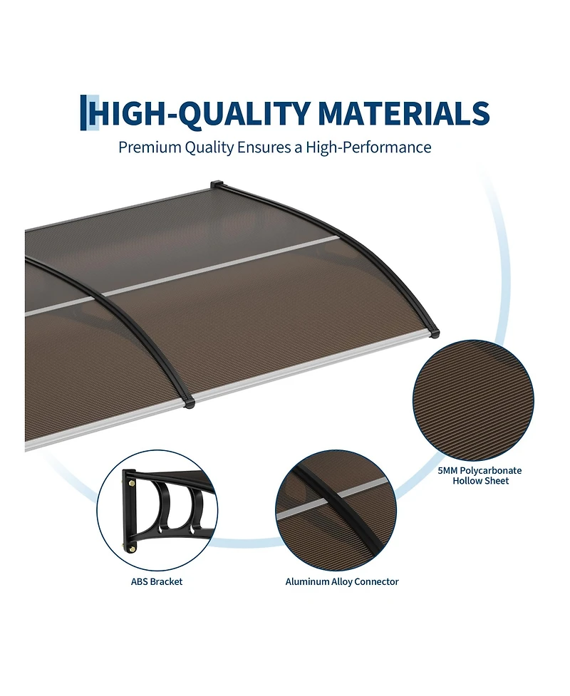 homfan Polycarbonate Door and Window Awning Canopy, Uv, Rain Snow Shield
