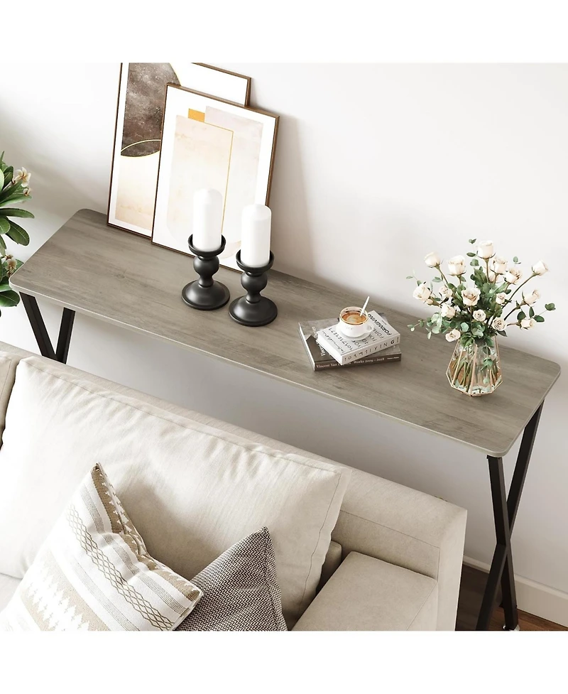 homfan 41" Narrow 2-Tier Console Table with Storage Shelf, Behind Couch Entryway Table