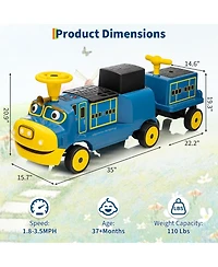 homfan 12V 2-Seater Electric Ride-On Train, Trackless Design, Ages 3+
