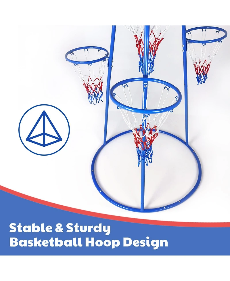 homfan 4 Hoop Adjustable Basketball Set, Toddler Sports Toy with 2 Mini Basketballs and Air Pump