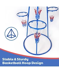 homfan 4 Hoop Adjustable Basketball Set, Toddler Sports Toy with 2 Mini Basketballs and Air Pump