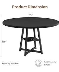 homfan 47-Inch Round Dining Table for 4-6 with Storage Shelf, Mdf Top and Metal Legs