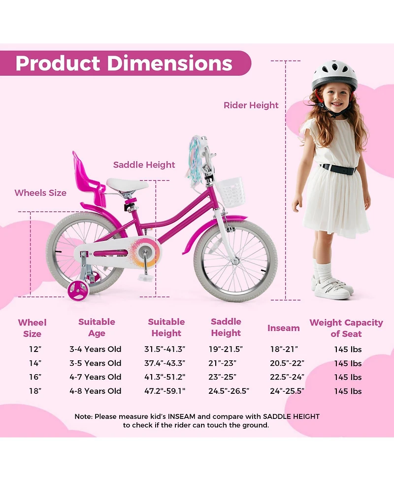Slickblue 18-Inch Kids Bicycle with Training Wheels and Front Basket, Ages 4-8