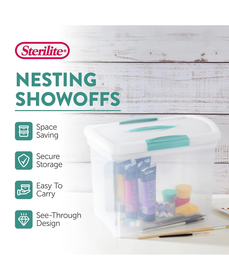 Sterilite Large Nesting ShowOffs, Stackable Clear File Box with Lid, (6 Pack)