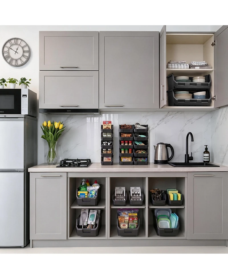 Sorbus Large Open Front Stackable Kitchen Storage Bin - Pantry and Cabinet Organizer