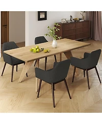 Gymax Set of 4 Dining Chairs Upholstered Kitchen Table With Solid Wood Legs
