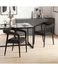 Gymax 2Piece Accent Armchairs Upholstered Pu Leather Chairs With Padded Backrest and Seat
