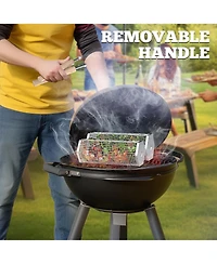 Xdovet Rolling Grill Basket Removable Wooden Handle Stainless Steel Bbq Tool