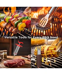Xdovet Bbq Grill Tools Set Stainless Steel Accessories Kit with Case Apron Injector Claws Mats Gift for Dad Men