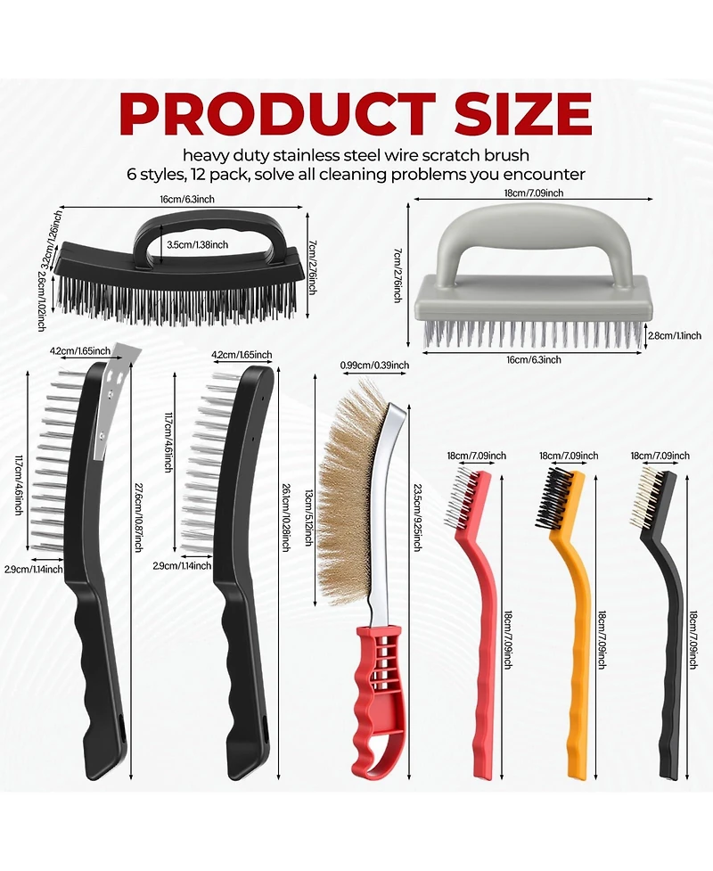 Xdovet Stainless Steel Wire Brush Set Metal Scraper Rust Welding Slag