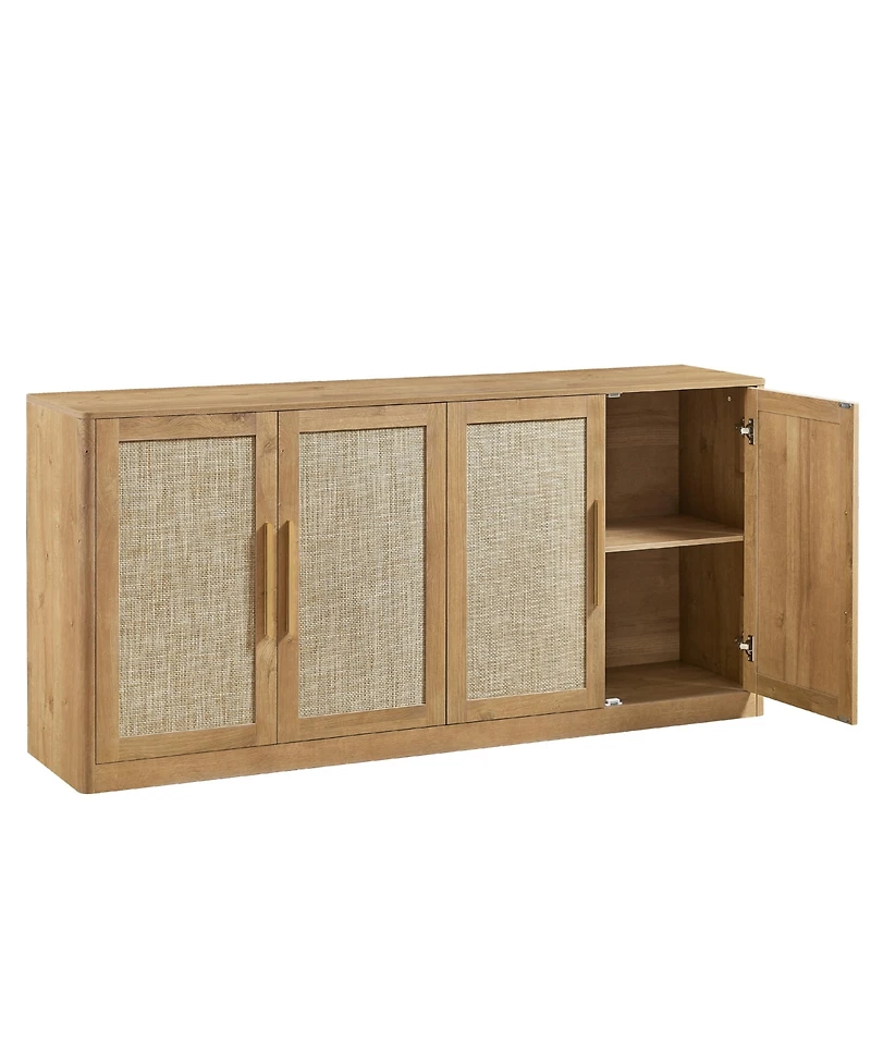 Clihome 67" Rattan 4-Door Buffet Cabinet
