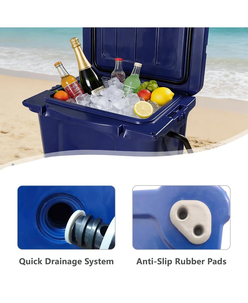 Clihome 25QT Portable Insulated Hard Cooler, 5-7 Day Ice Retention with Bottle Opener, Cup Holder and Ruler