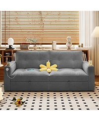 Clihome Modern 2-in-1 Convertible Sofa Bed Corduroy Sleeper with Memory Foam