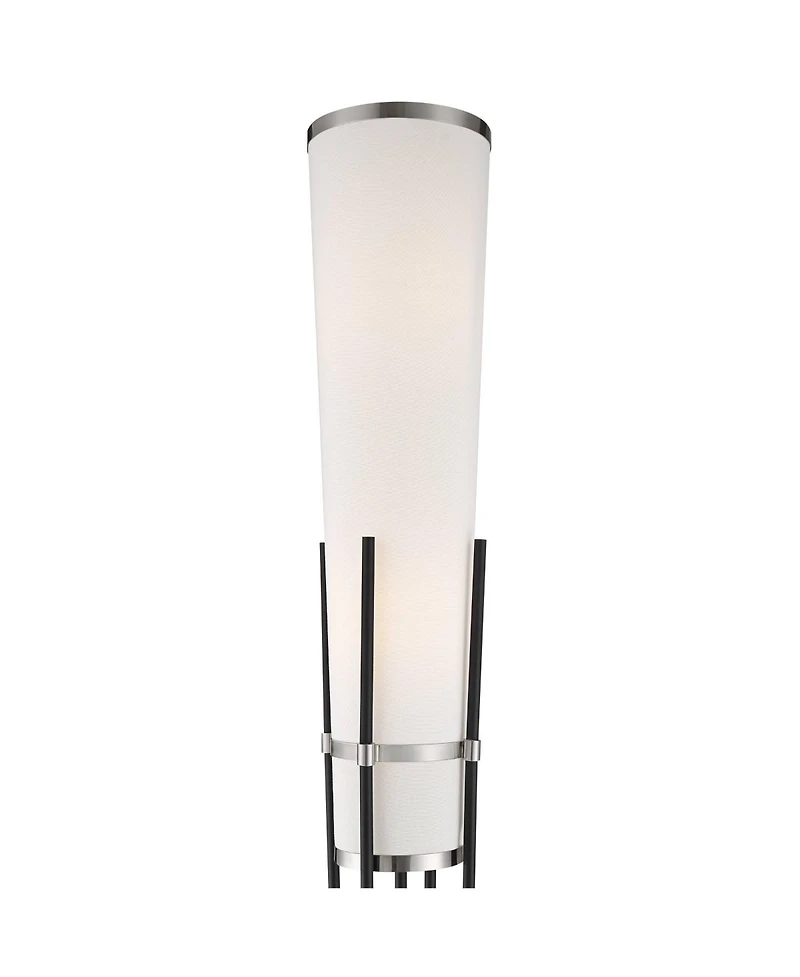Possini Euro Design Flute Modern Torchiere Floor Lamp with Riser Brushed Nickel White Linen Shade for Living Room Bedroom