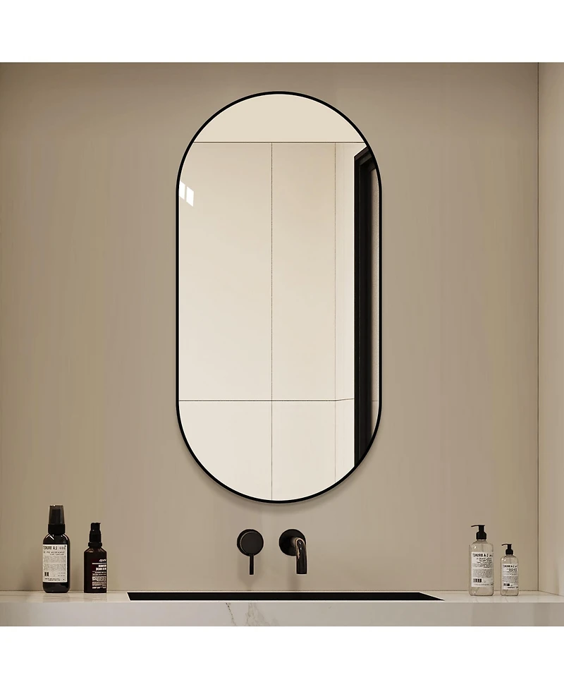 Busdays 48x24 Inch Bathroom Vanity Mirror Wall Mounted Framed Vertical or Horizontal Hanging Modern Hd Mirror for Bedroom Entryway
