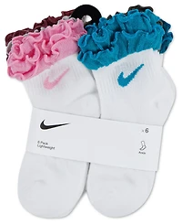 Nike Girls 4-7 Ruffle Detail Ankle Socks, 6-Pack