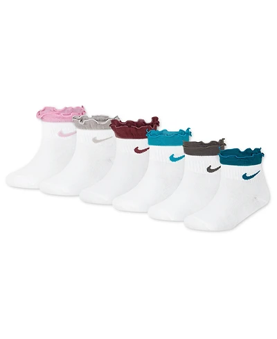 Nike Girls 4-7 Ruffle Detail Ankle Socks, 6-Pack