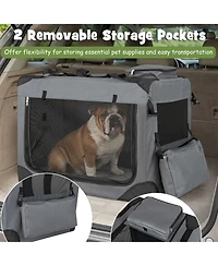 Ruie Foldable Soft-Sided Dog Travel Crate with Mesh Windows and 3 Doors