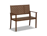 Lucky One Outdoor Loveseat Bench with Rubber Wood Frame and Hand Woven Pu Leather
