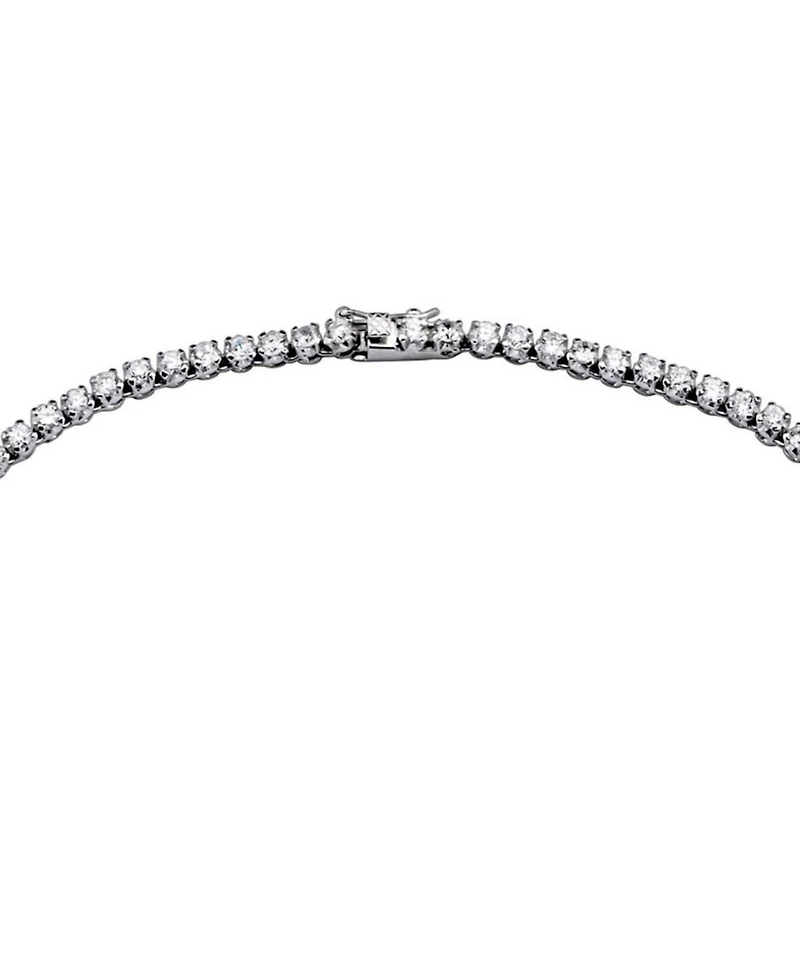 Genevive Brilliant White Gold Plated Sterling Silver Cz Twist Necklace
