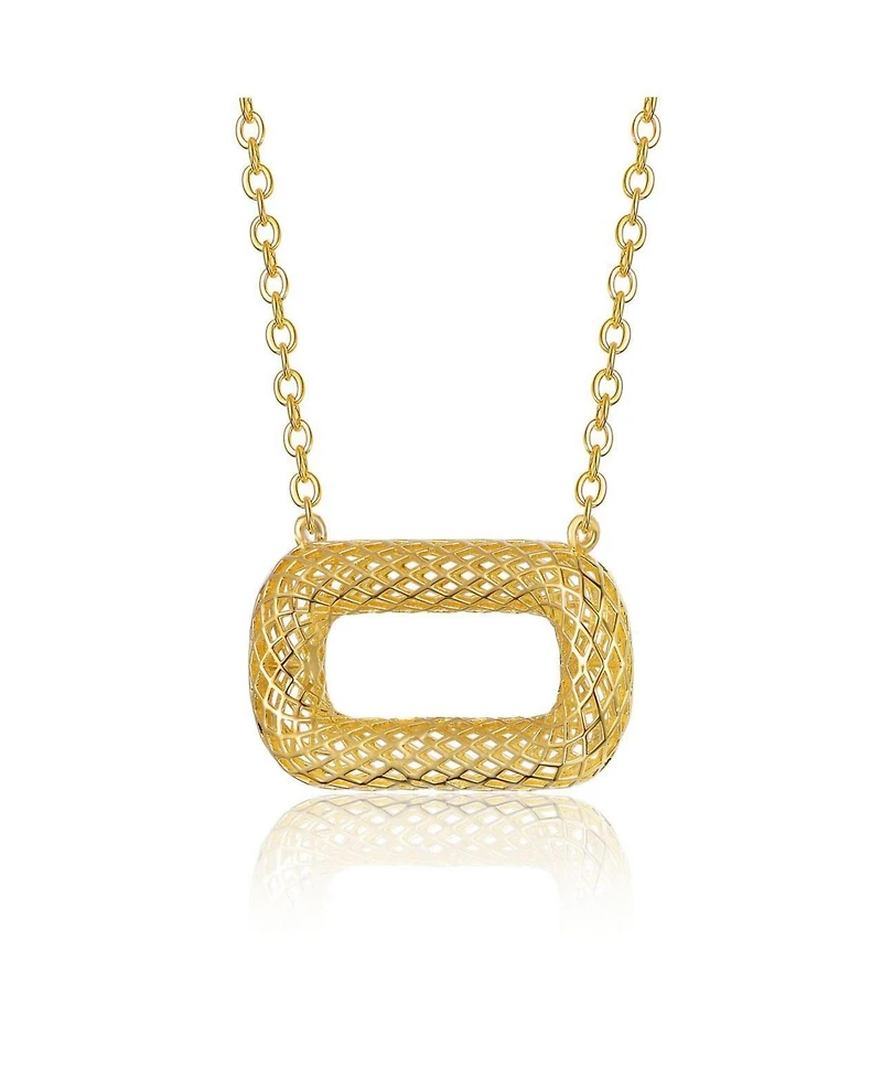 Rachel Glauber Unique 14K Gold Plated Woven Mesh Rectangular Necklace