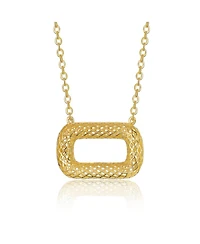 Rachel Glauber Unique 14K Gold Plated Woven Mesh Rectangular Necklace