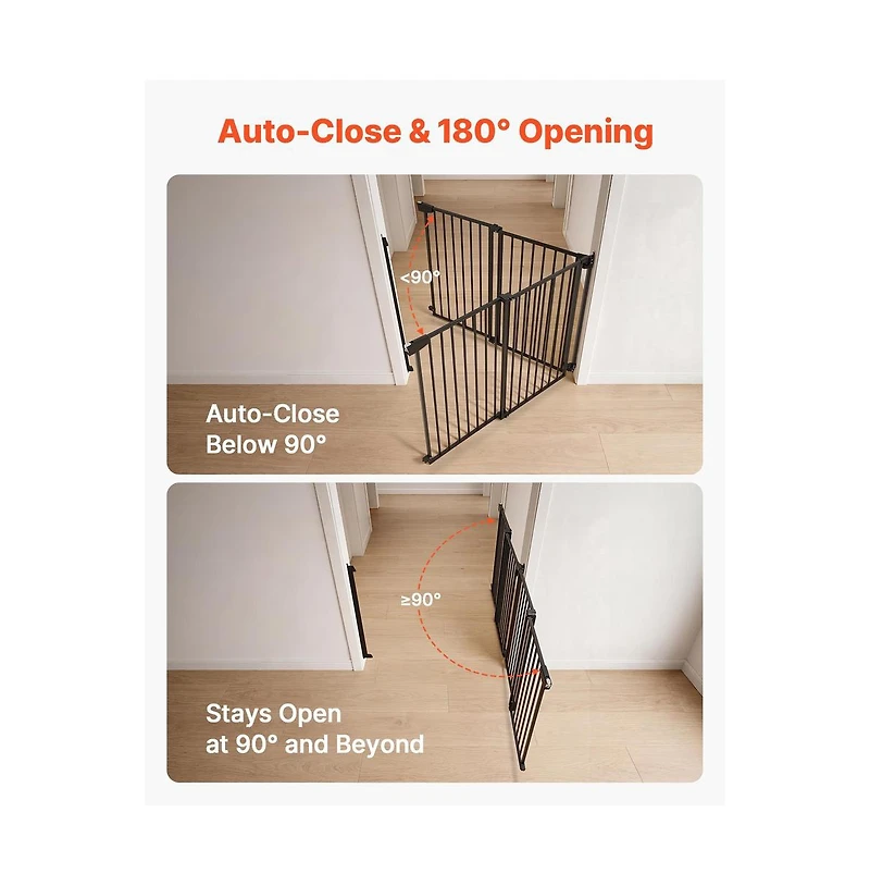 Hardware Mounted Dog Gate for Stairs 30 in High and 31 to 48 in Wide