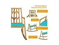 Lucky One Patio Acacia Wood Rocking Chair with Cushion Armrests Outdoor Sofa