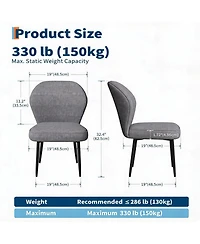 homfan Linen Dining Chairs Set of 4, Modern Fabric Upholstered Kitchen Side Chairs with Metal Pegs, For Kitchen, Dining Room, Living Room