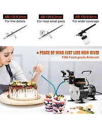 Sevorley Airbrush Kit with Compressor, Dual-Action Gravity Feed System, 3 Nozzles