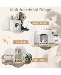 Ruie Modern Cat Litter Box Enclosure Side Table with Openable Door
