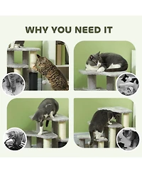 Ruie 2 in 1 Cat Tree Tower and 3 Step Pet Stairs with Scratching Posts and Toy Balls