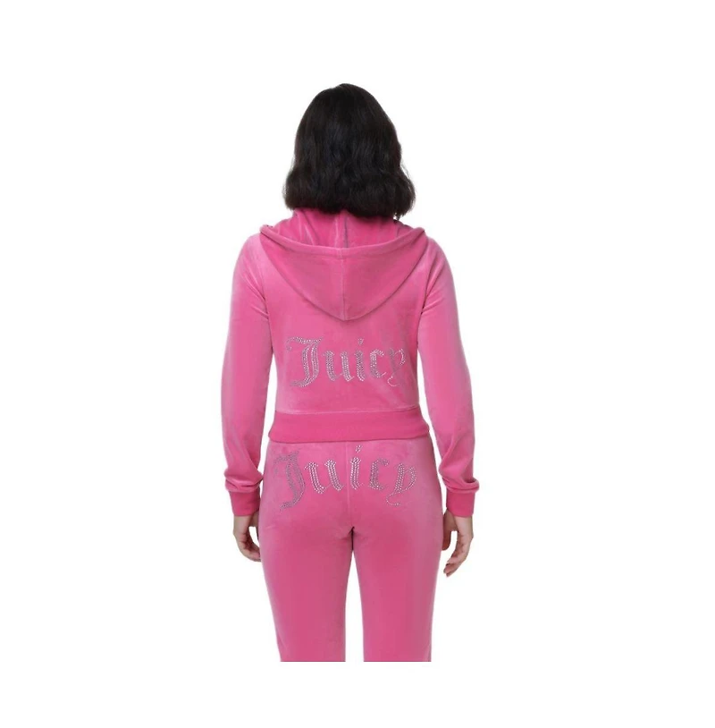 Juicy Couture Women's Luxe Velour Hoodie With Double Bling