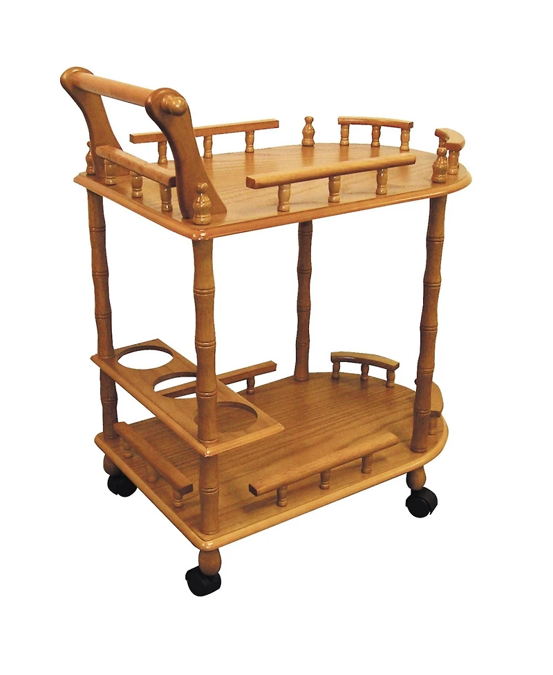 HomeRoots 24" Wood Rolling Bar Cart with Wine Storage