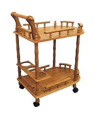 HomeRoots 24" Wood Rolling Bar Cart with Wine Storage