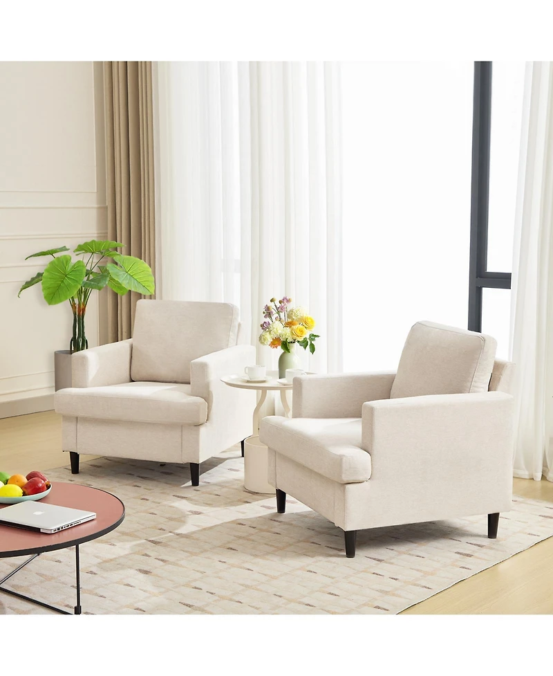 homfan Accent Chair – Mid-Century Modern Lounge Armchair with Linen Upholstery, Thick Cushion and Sturdy Legs – Comfortable Seating