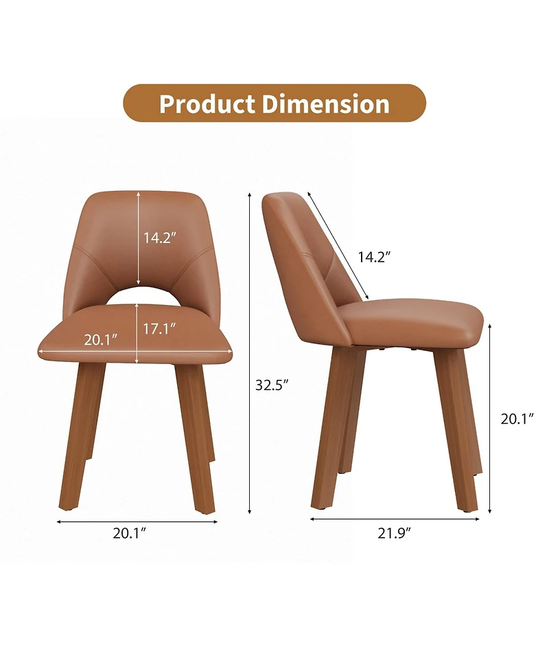 homfan Dining Chairs of 4, Pu Leather Upholstered Chairs with Wood Frame, Scratch-Resistant Padded Seat