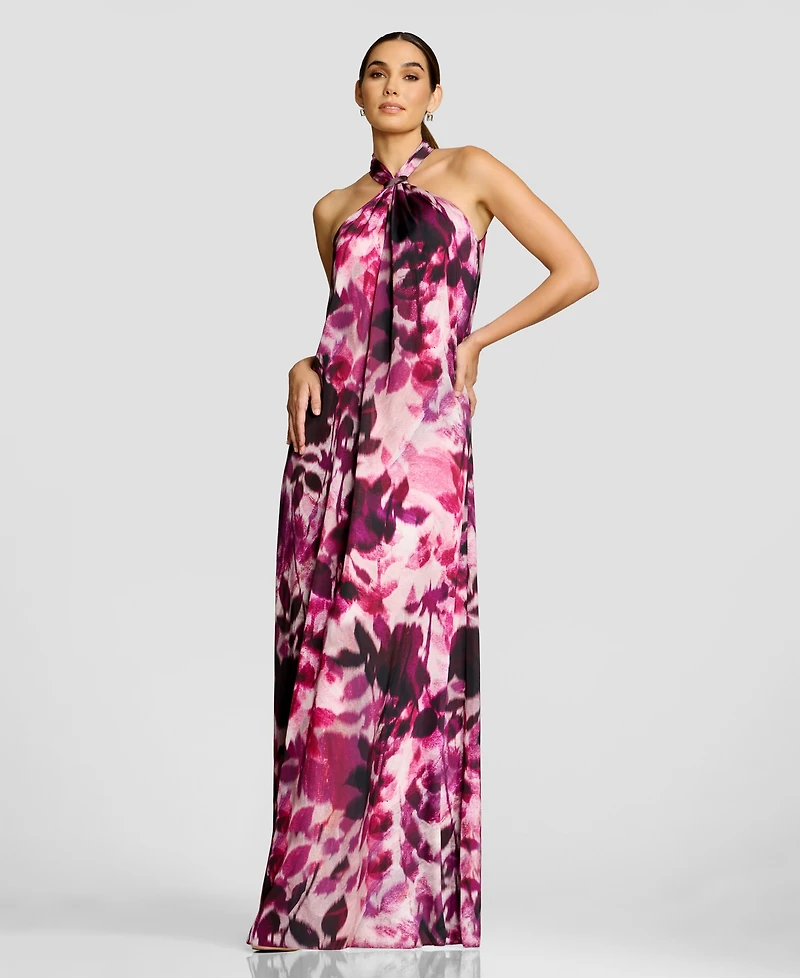 Dress the Population Women's Gathered Halter Neck Maxi