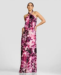 Dress the Population Women's Gathered Halter Neck Maxi