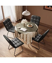 homfan Faux Leather Dining Chairs Set of 4, High-Resilience Foam, Upholstered Dining Room Chairs with Metal Frame, Modern Style