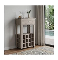 HomeRoots Rolling Bar Cart with Wine Storage