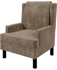 homfan Wingback Accent Chair for Living Room, Mid-Century Modern Reading Chair with Chenille Upholstery, High Back, Pillow and Wood Legs